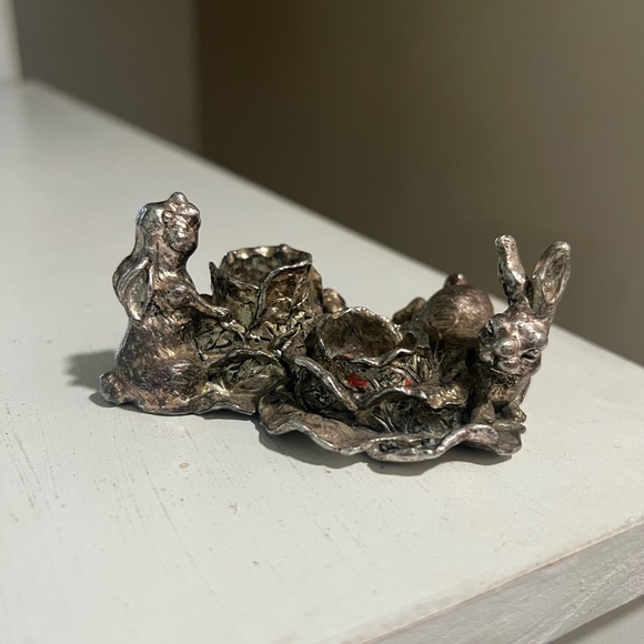 Vintage 1998 Arthur Court Rabbit Bunny Salt and Pepper Shaker Candle Holder - Picture 4 of 8